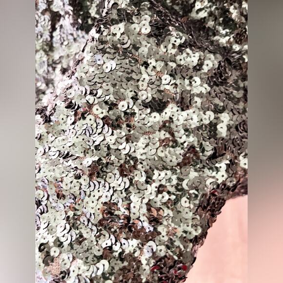 Alice and Olivia Green Sequin Short Sleeve Mini Dress Size S - Picture 9 of 10